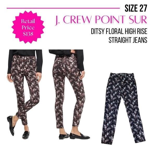 J Crew Point Sur size 27 ditsy floral high rise straight jeans - Picture 1 of 13